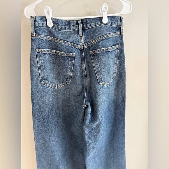 Agolde Dame Wide Leg Cuffed Hem Jeans - Dark Wash - Size 27 - Picture 13 of 16